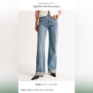 High Rise 90s Relaxed Jean in medium with mini cuff hem